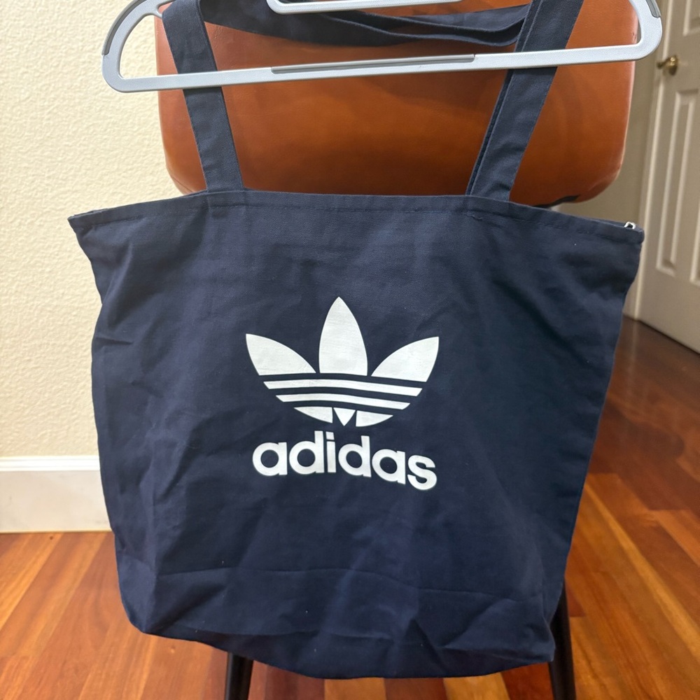 EUC Adidas Dark Blue Japanese Cherry Blossom Tote with White Logo